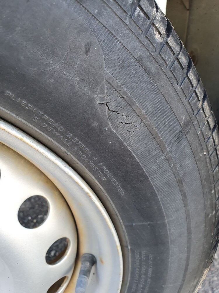 Chinese trailer tires damaged