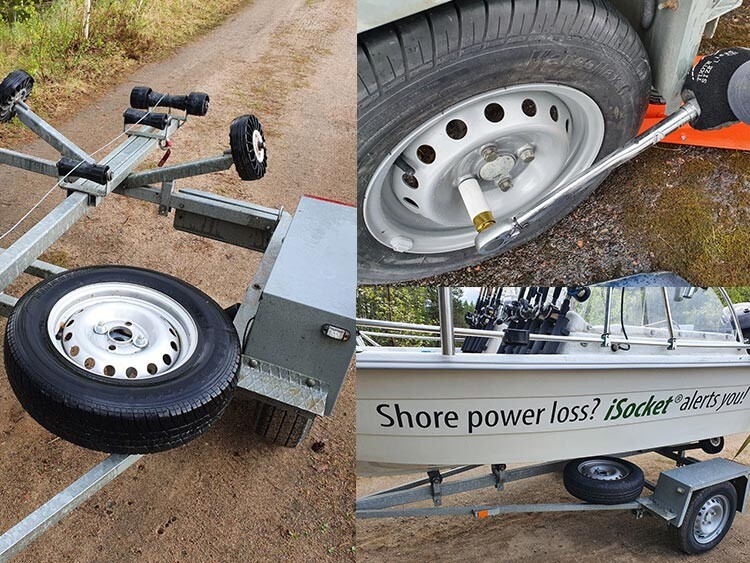 Install spare wheel holder for a boat trailer