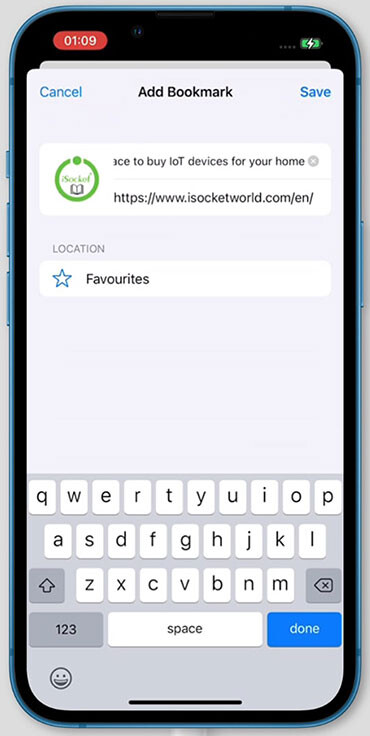 Add Bookmark on iPhone